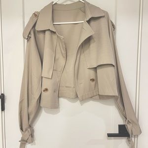 Light Beige Cropped Trench Coat